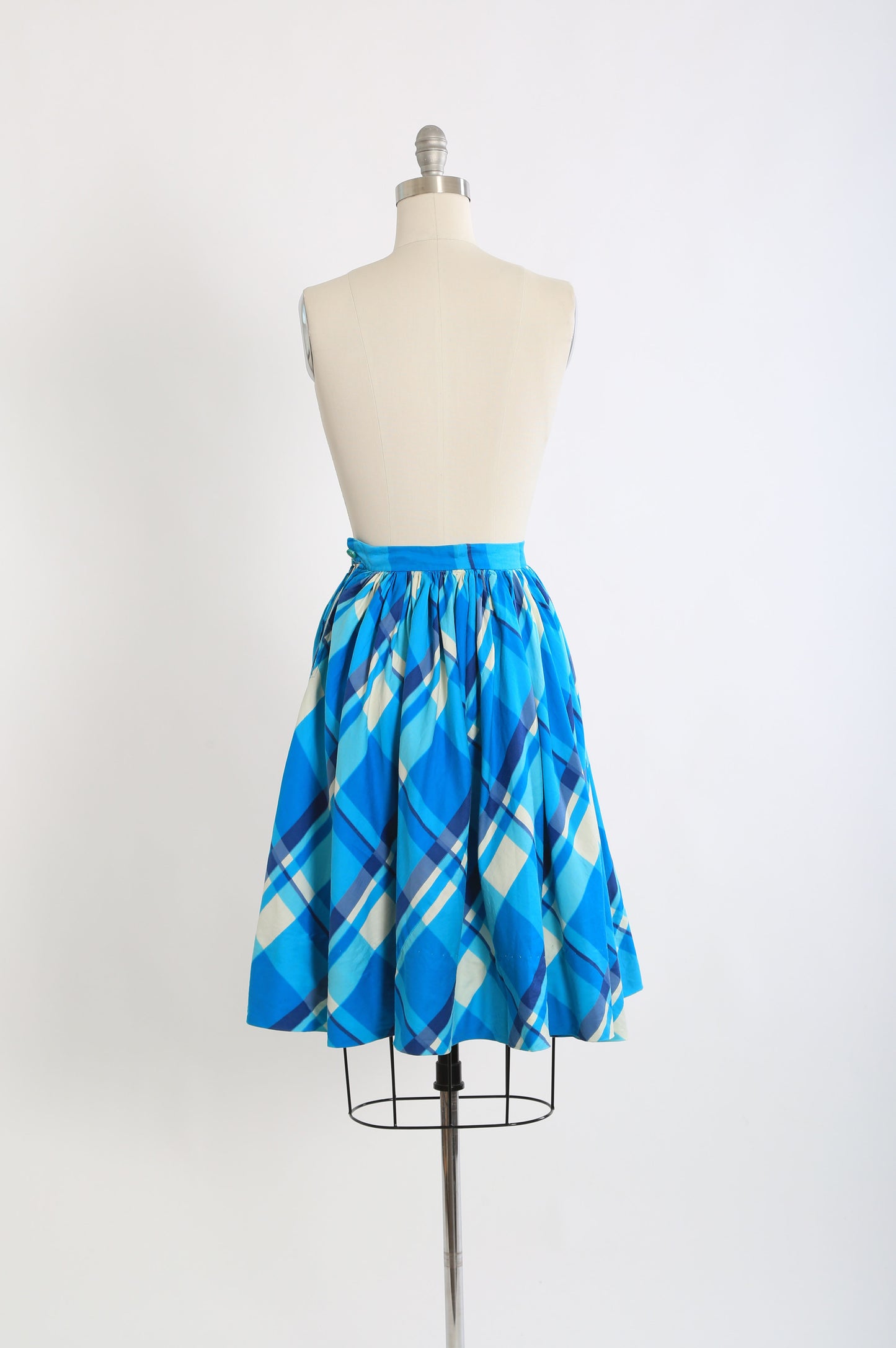 Vintage 50s Modern Jr. Gale & Gale blue plaid cotton circle skirt