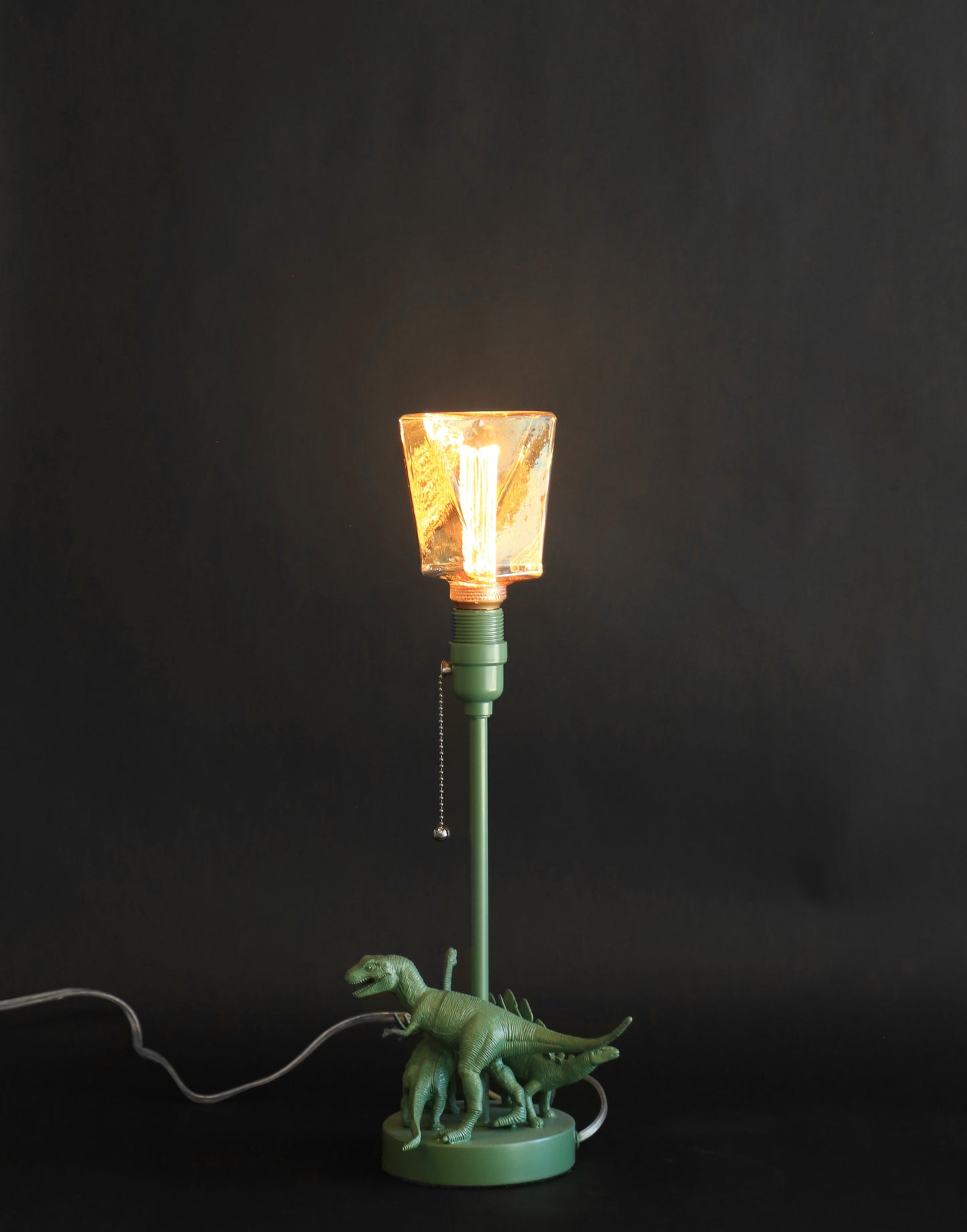 Upcycled Dinosaur lamp