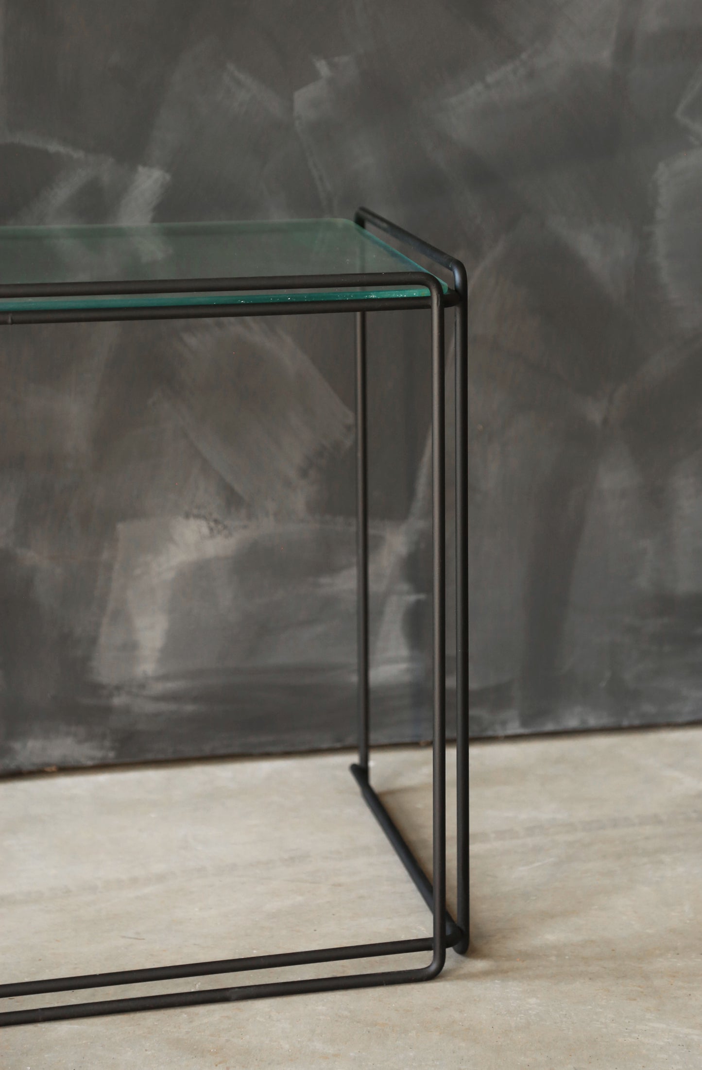 Vintage Max Suaze Isocele black metal + glass side end table