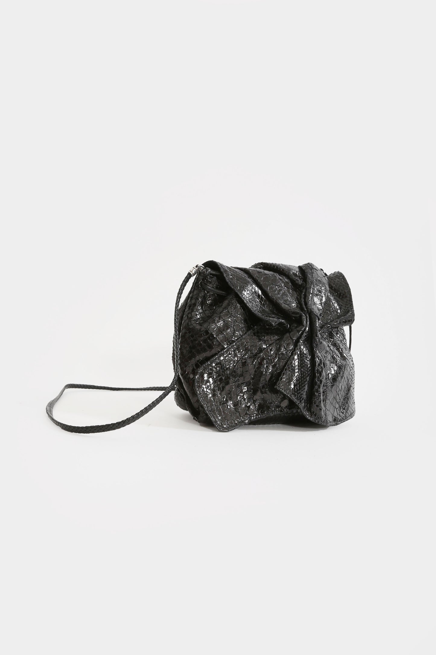 980s Carlos Falchi black snake skin purse