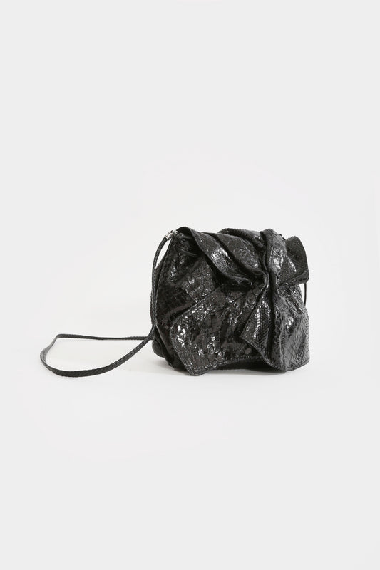 980s Carlos Falchi black snake skin purse