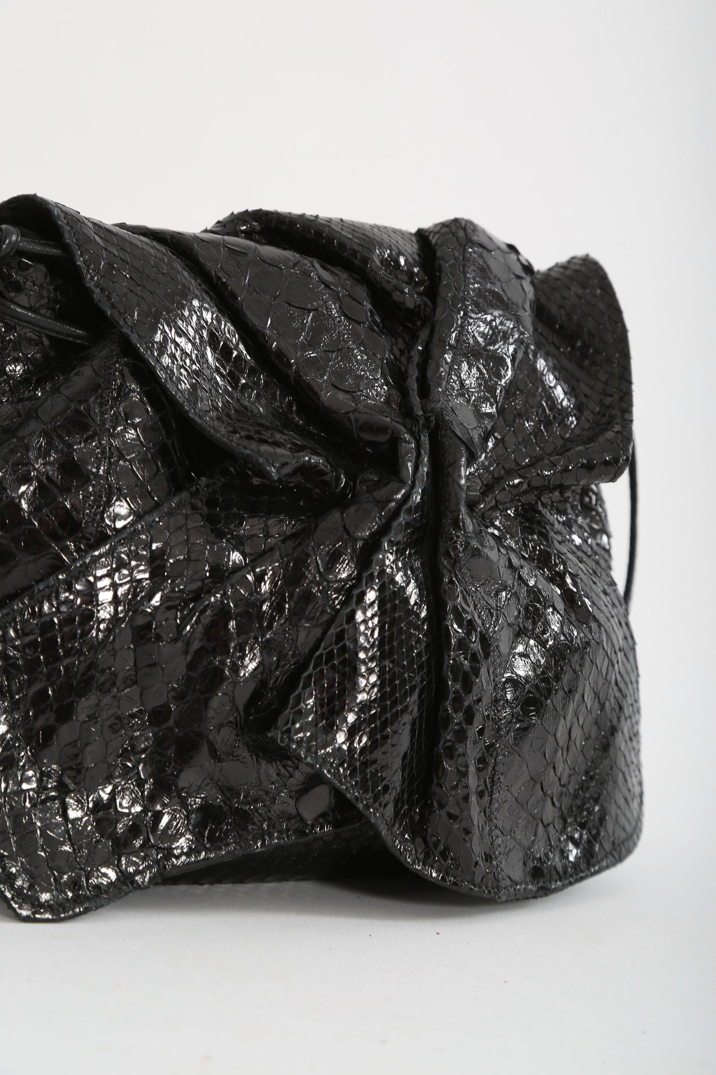 980s Carlos Falchi black snake skin purse