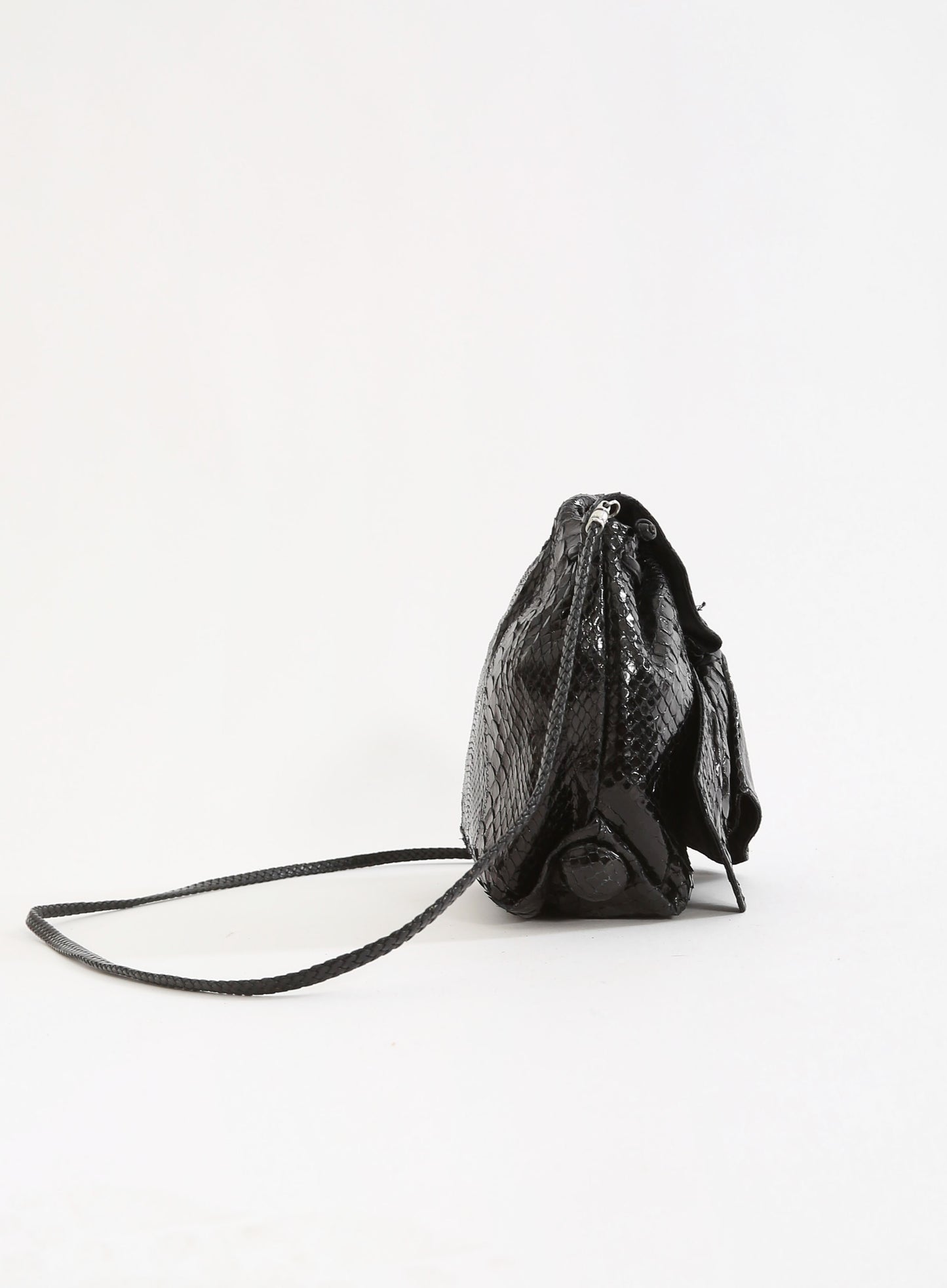 980s Carlos Falchi black snake skin purse