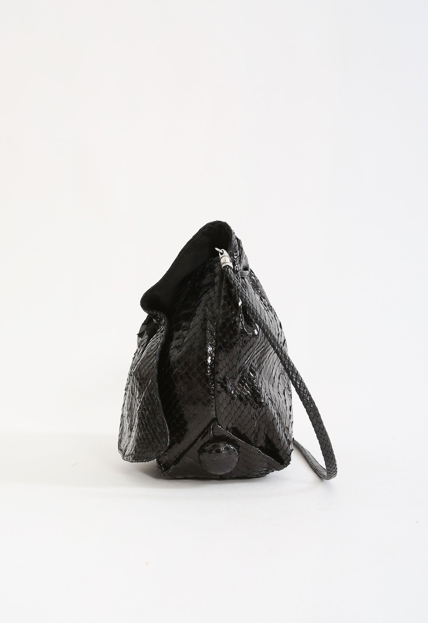 980s Carlos Falchi black snake skin purse