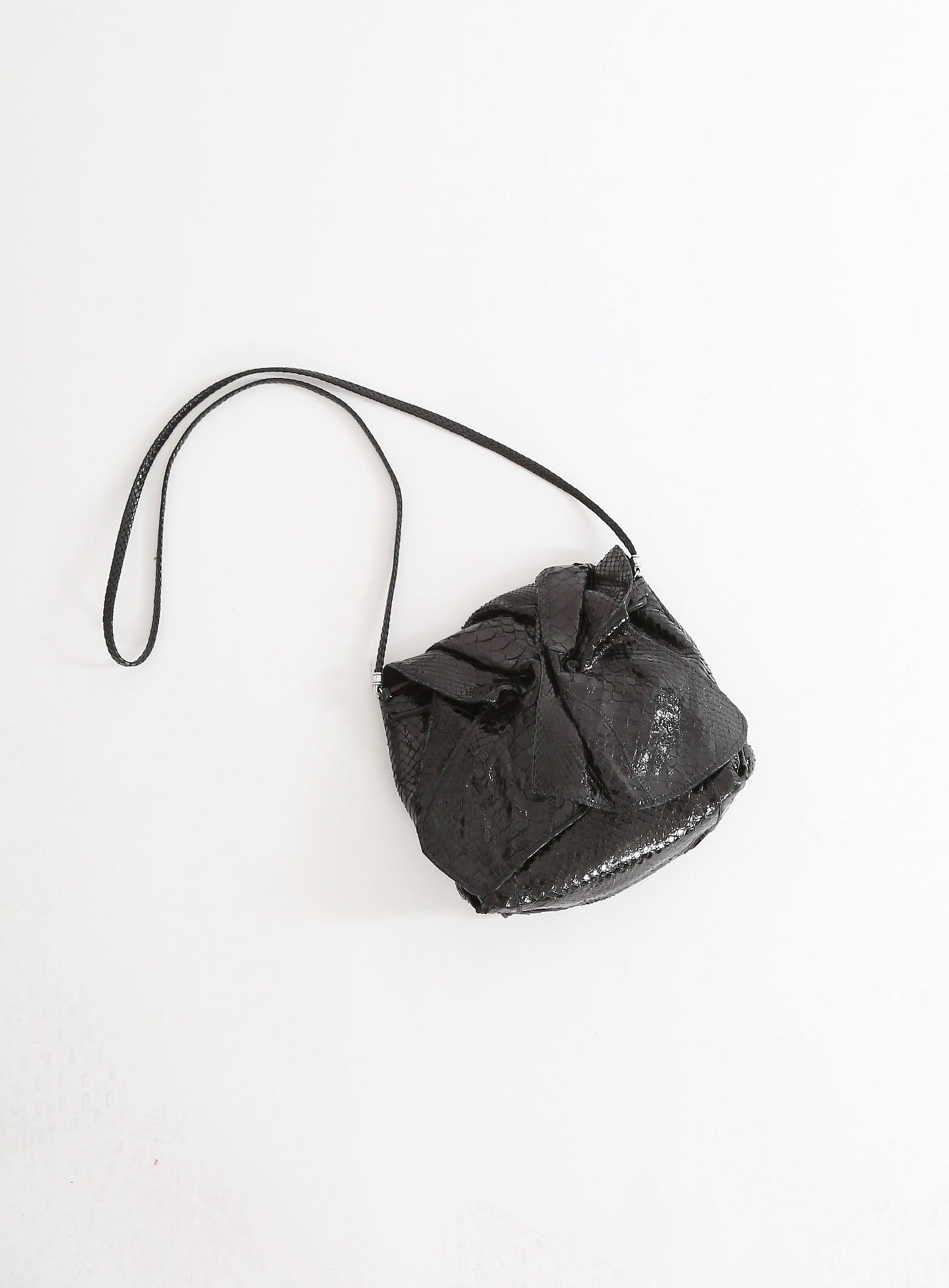 980s Carlos Falchi black snake skin purse
