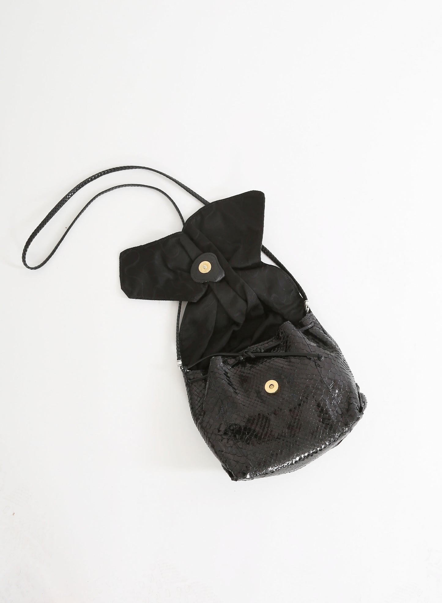 980s Carlos Falchi black snake skin purse