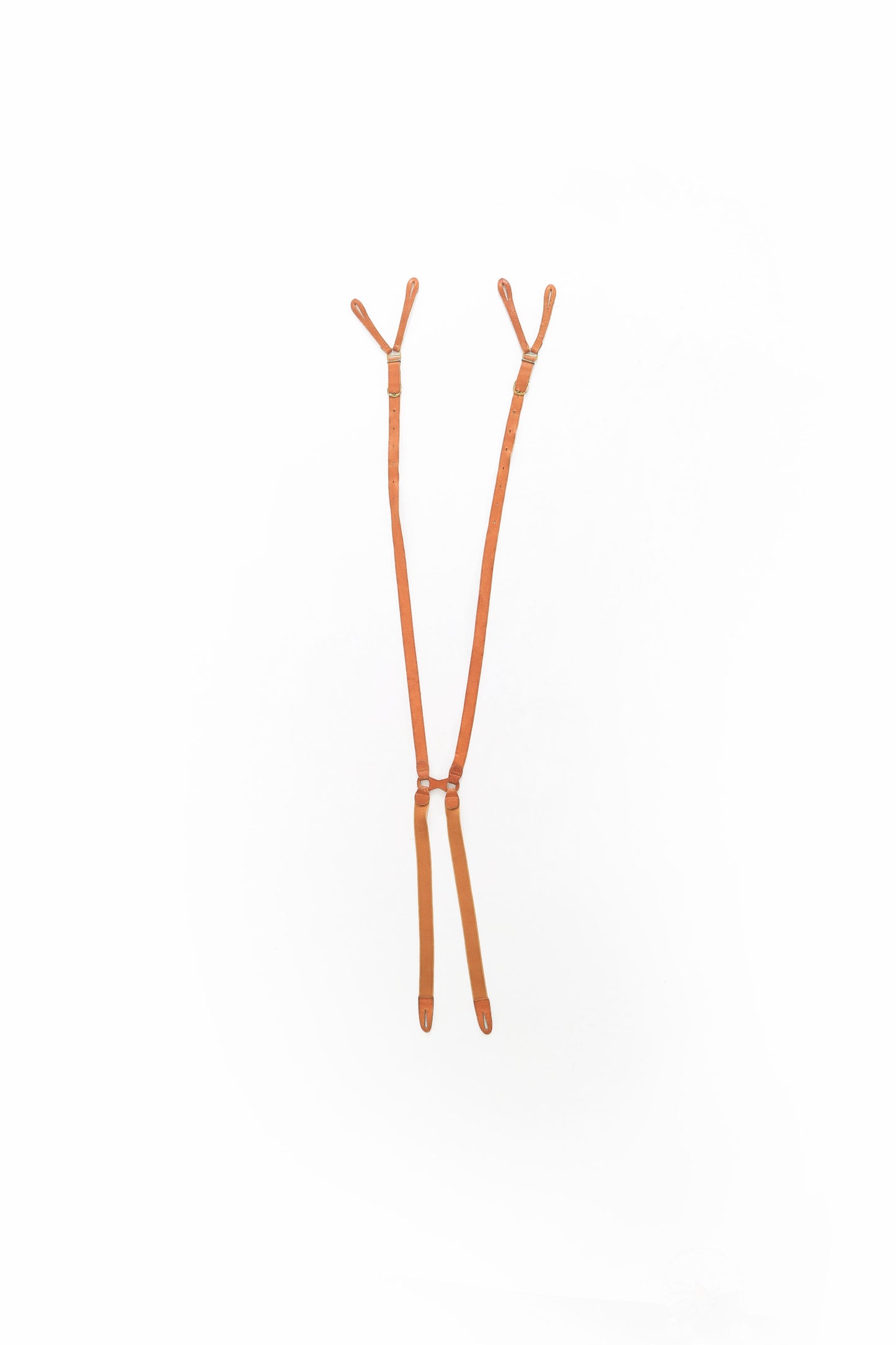 Vintage 1940s French brown leather suspenders