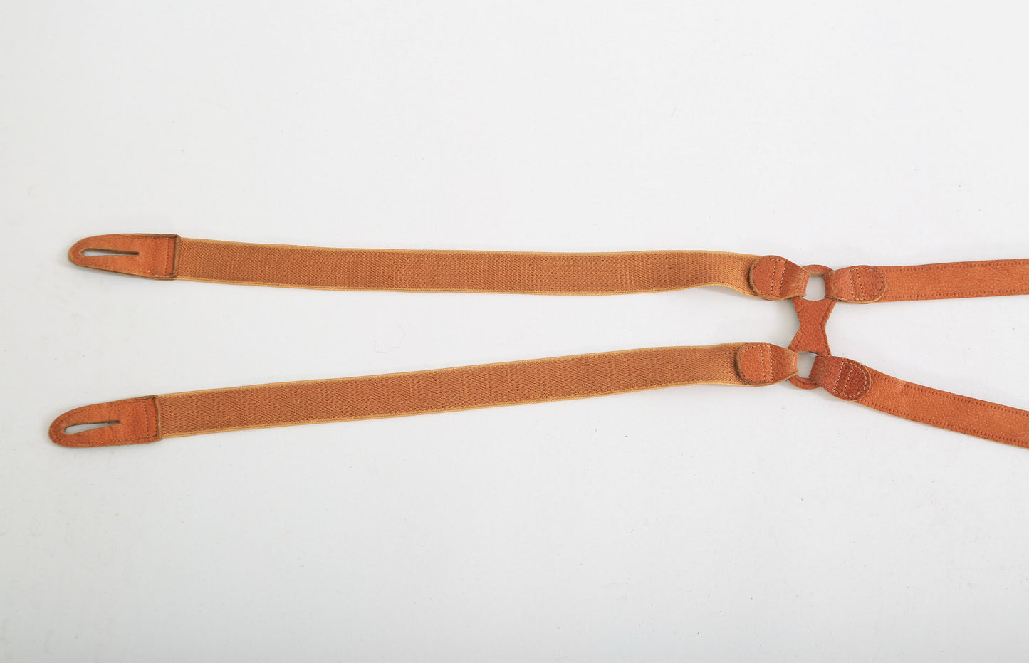 Vintage 1940s French brown leather suspenders