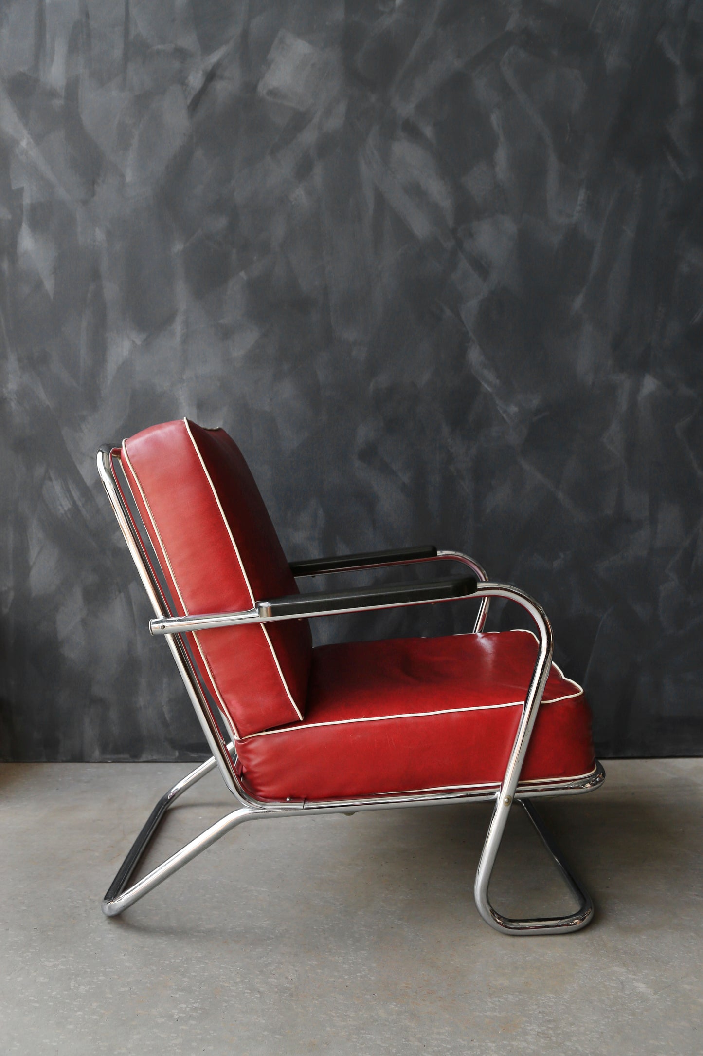 1930s Kem Weber for Lloyd Art Deco tubular Chrome chair