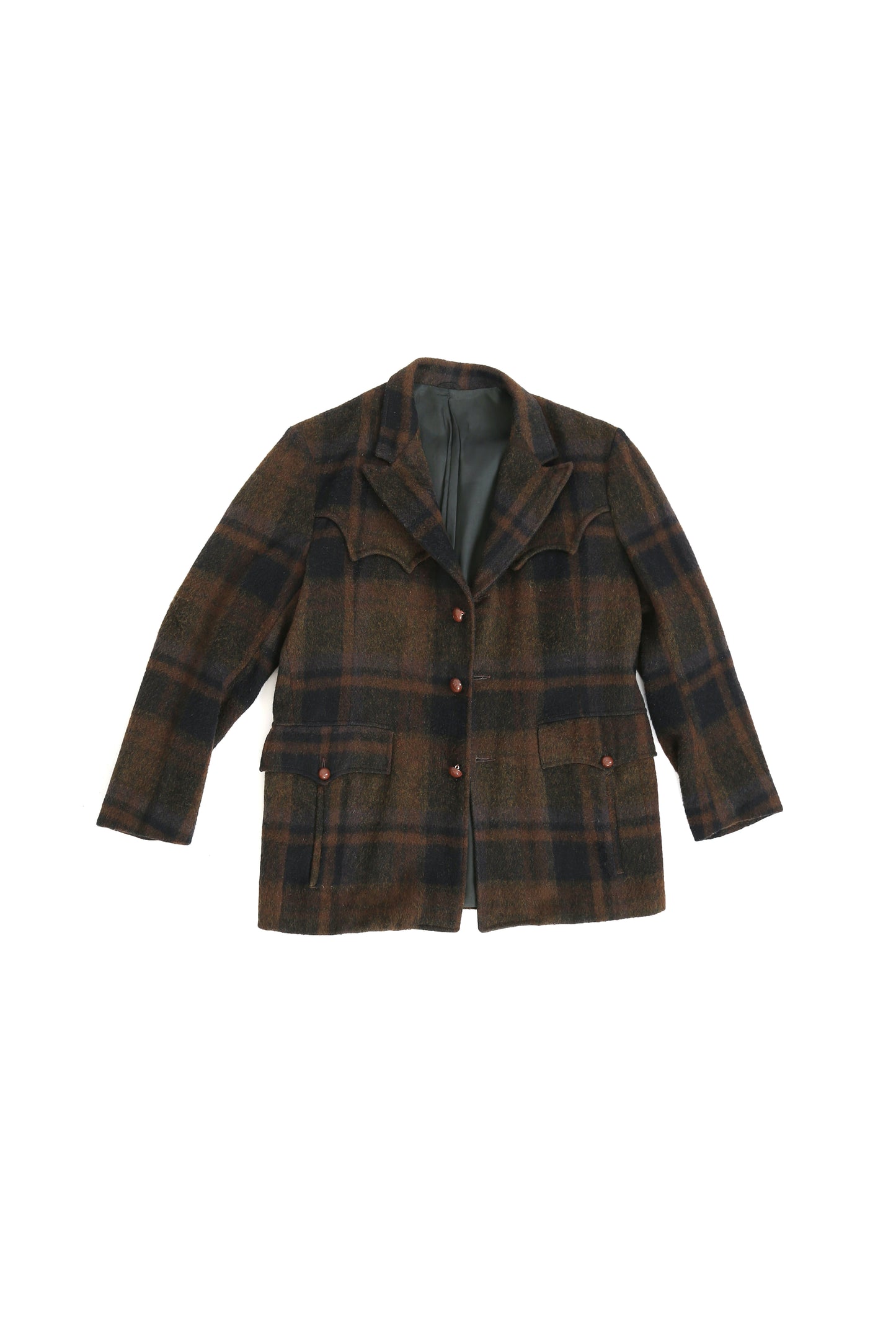 70s LEVIS Brown Plaid Tailored Western Coat Jacket