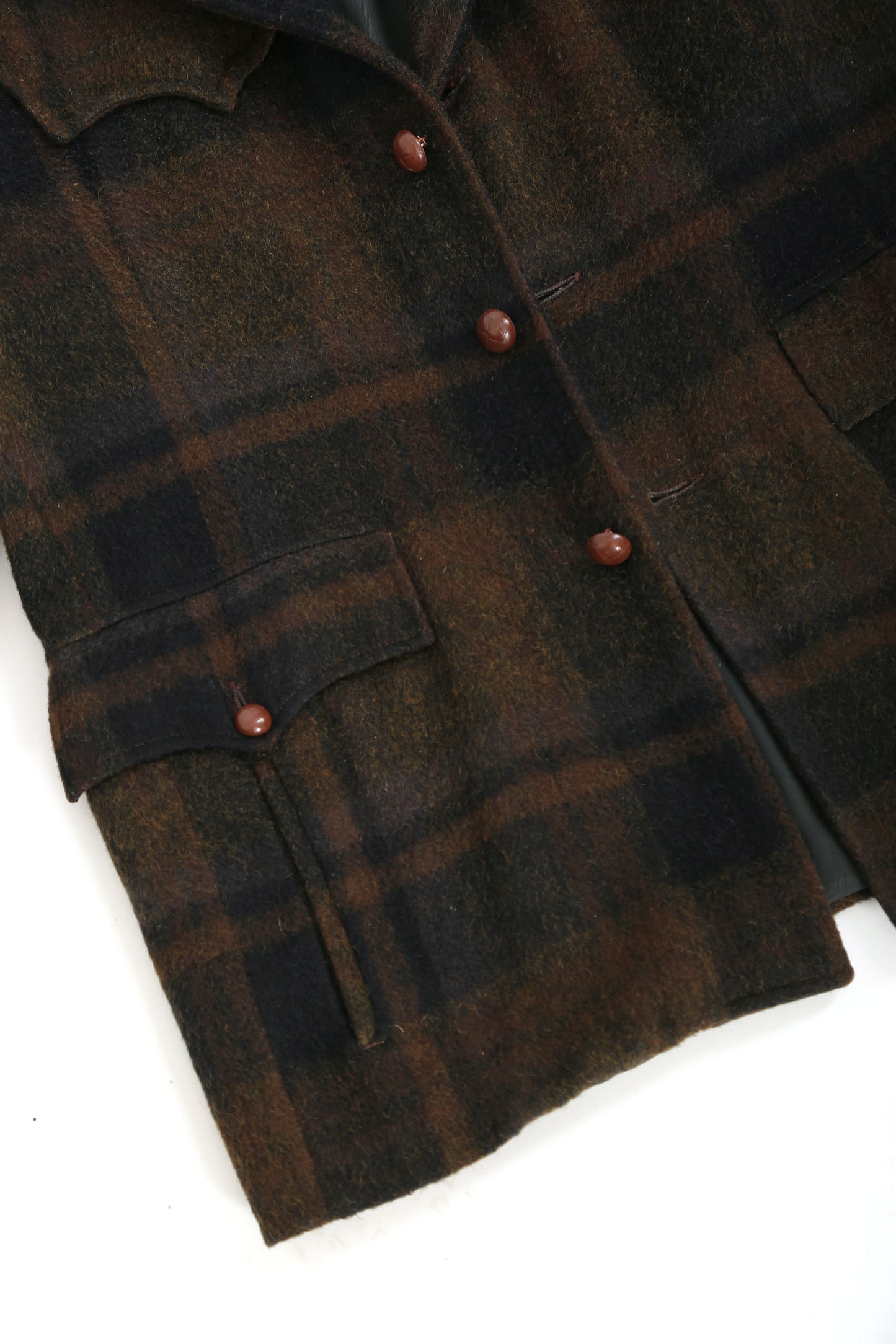 70s LEVIS Brown Plaid Tailored Western Coat Jacket