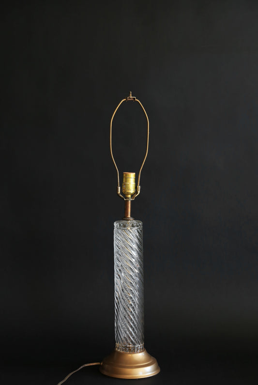 Vintage 60s Olle Alberius for Orrefors twisted glass lamp