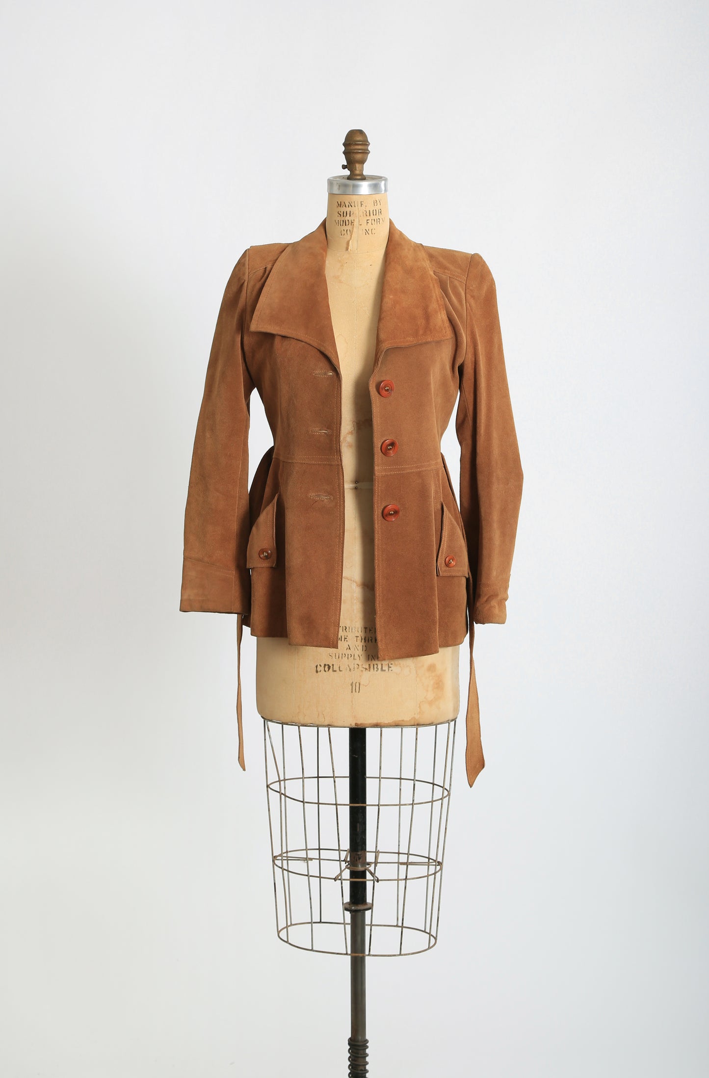 70s Casual Corner brown suede leather belted jacket