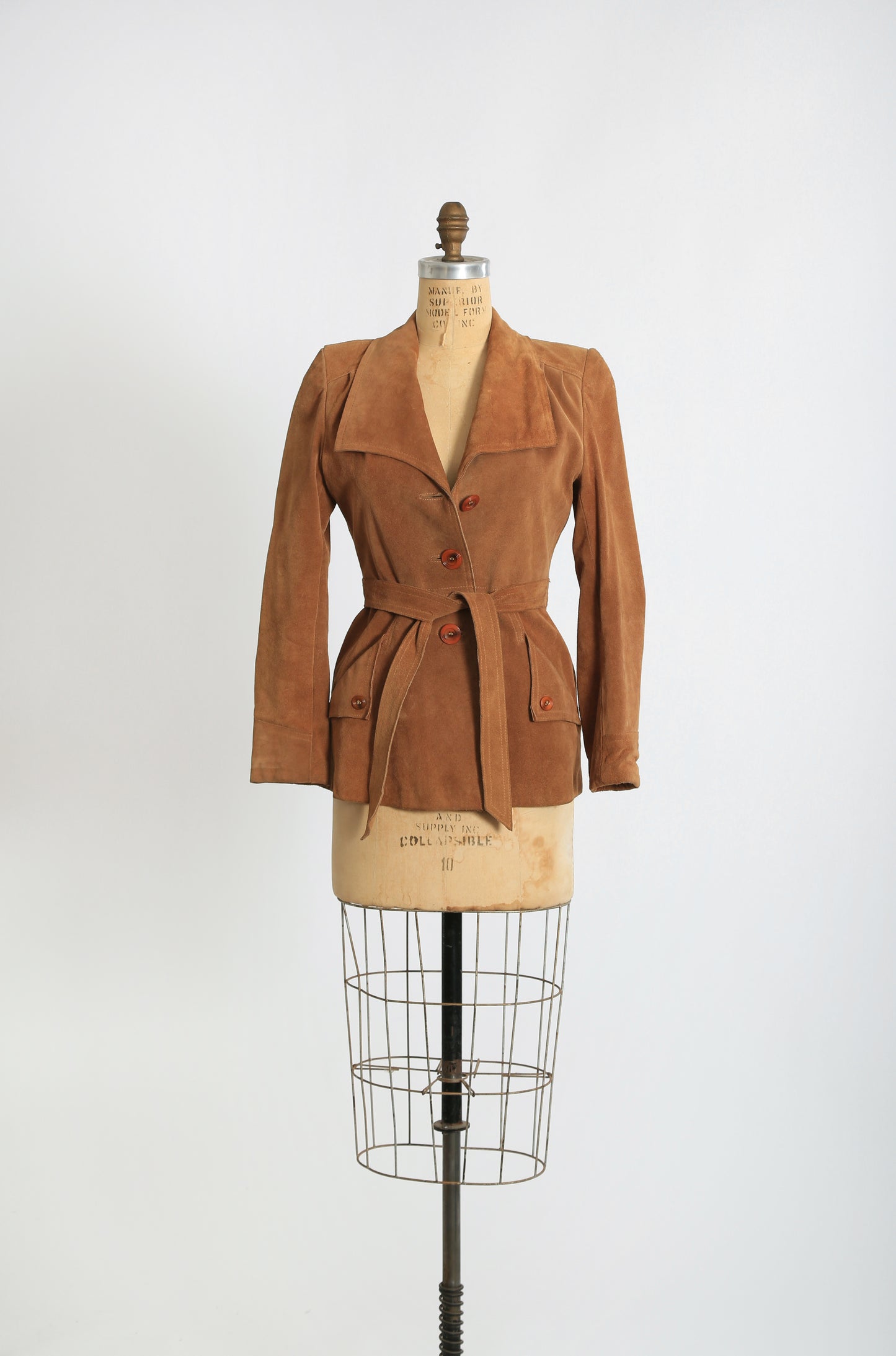 70s Casual Corner brown suede leather belted jacket