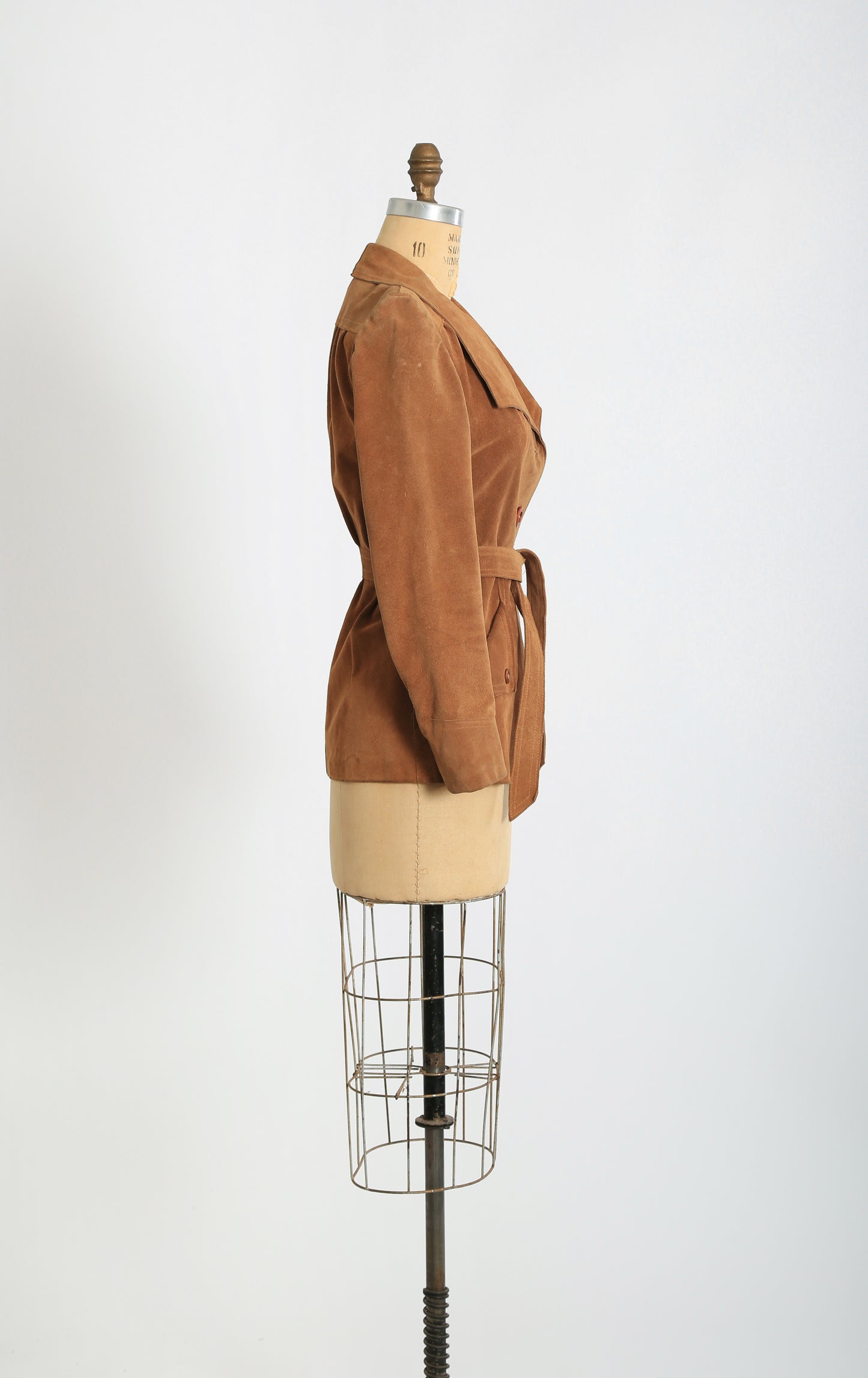 70s Casual Corner brown suede leather belted jacket