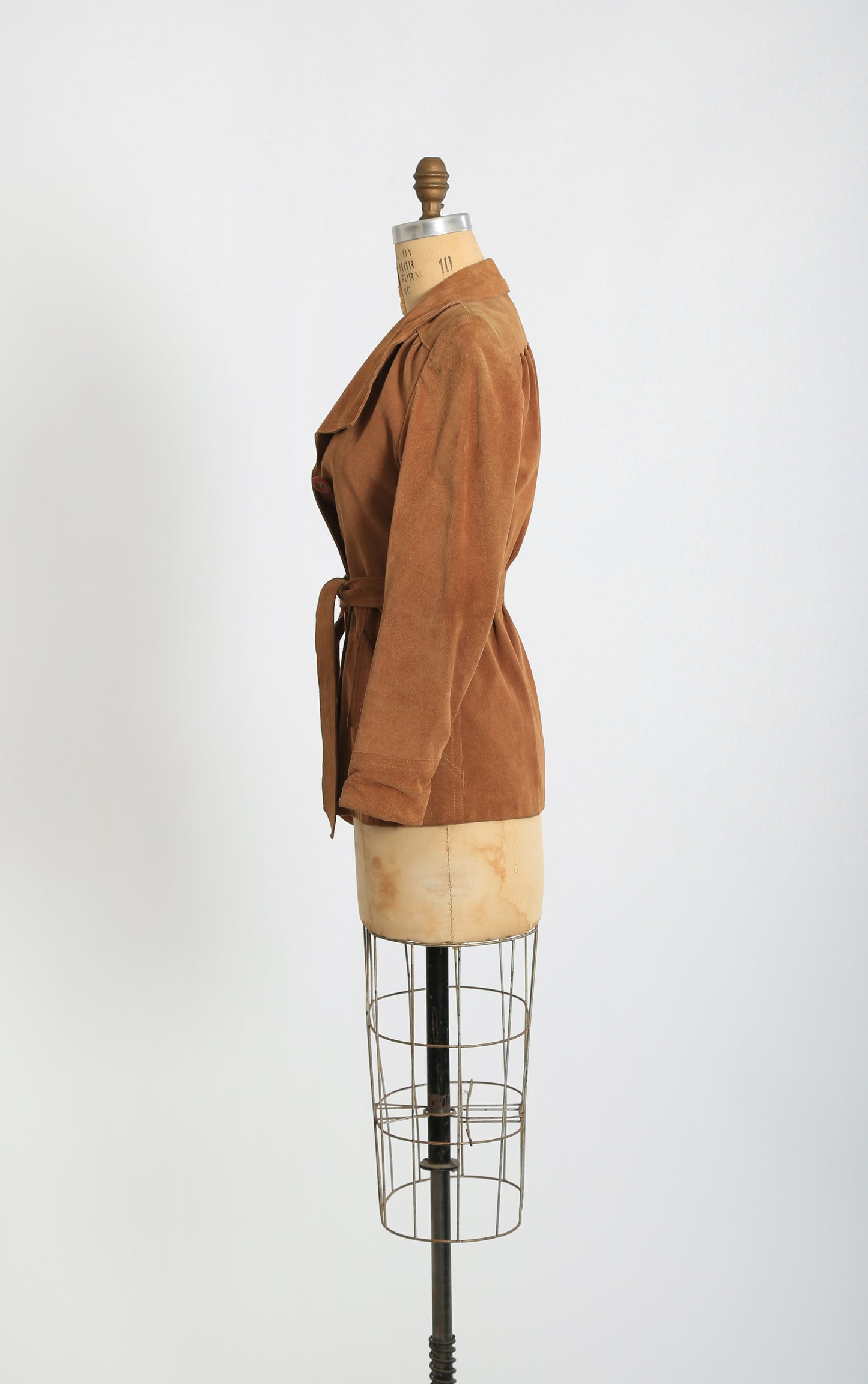 70s Casual Corner brown suede leather belted jacket