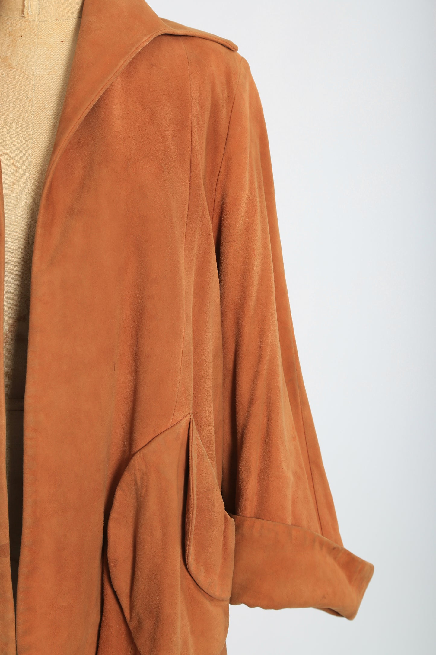 1940s Brown suede leather belted jacket coat