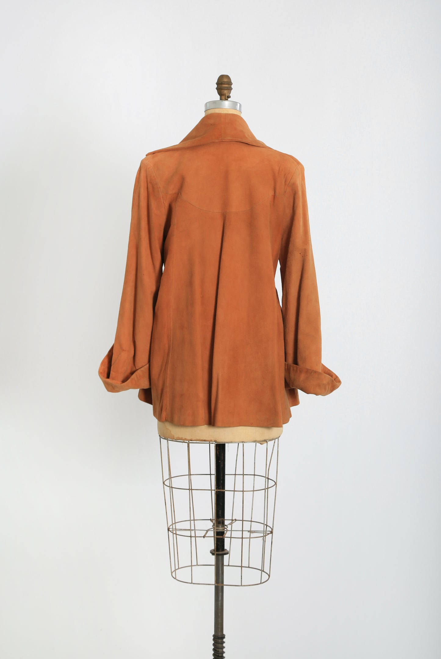 1940s Brown suede leather belted jacket coat