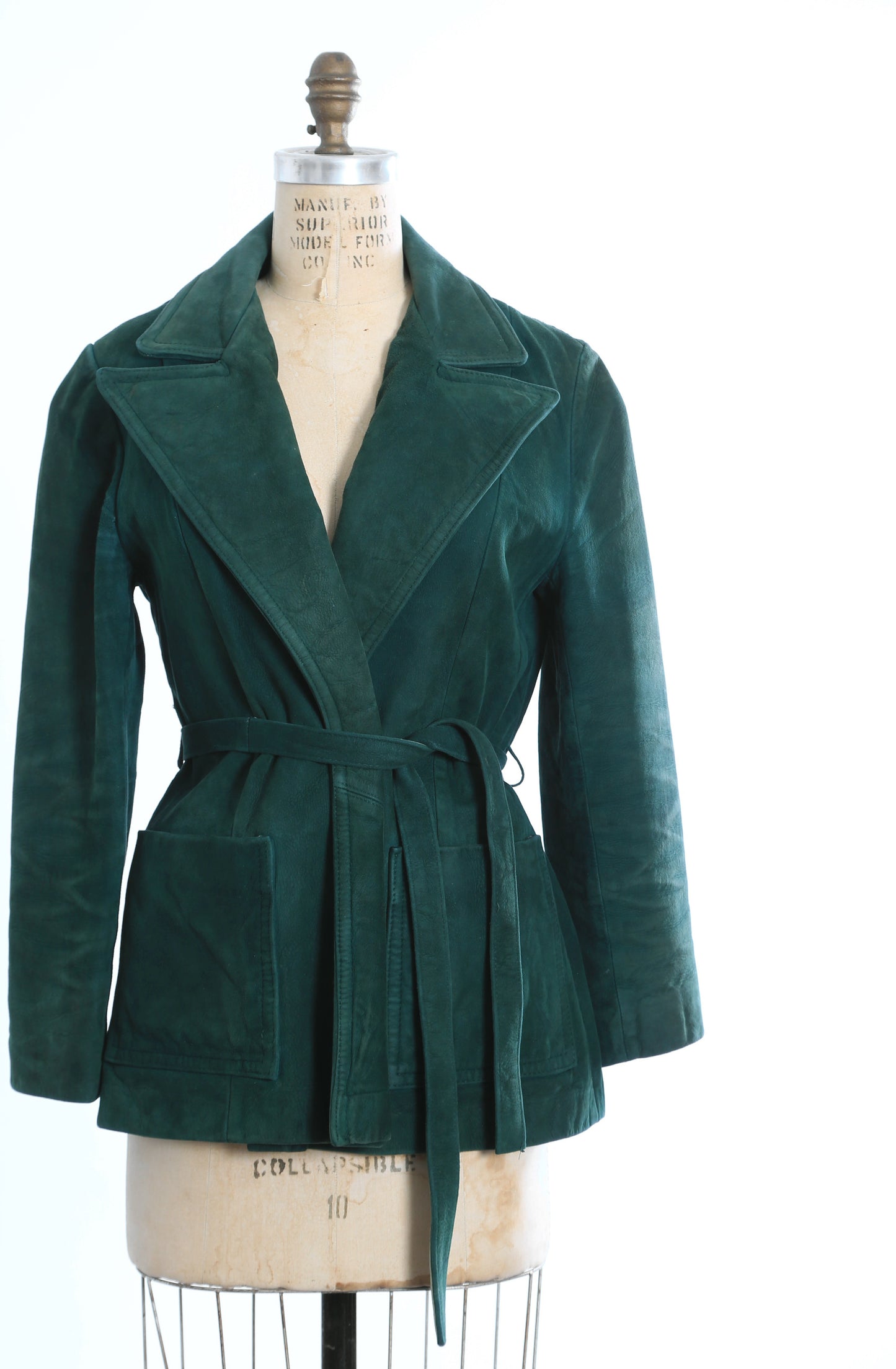 Vintage 60s 70s Forrest suede leather belted coat