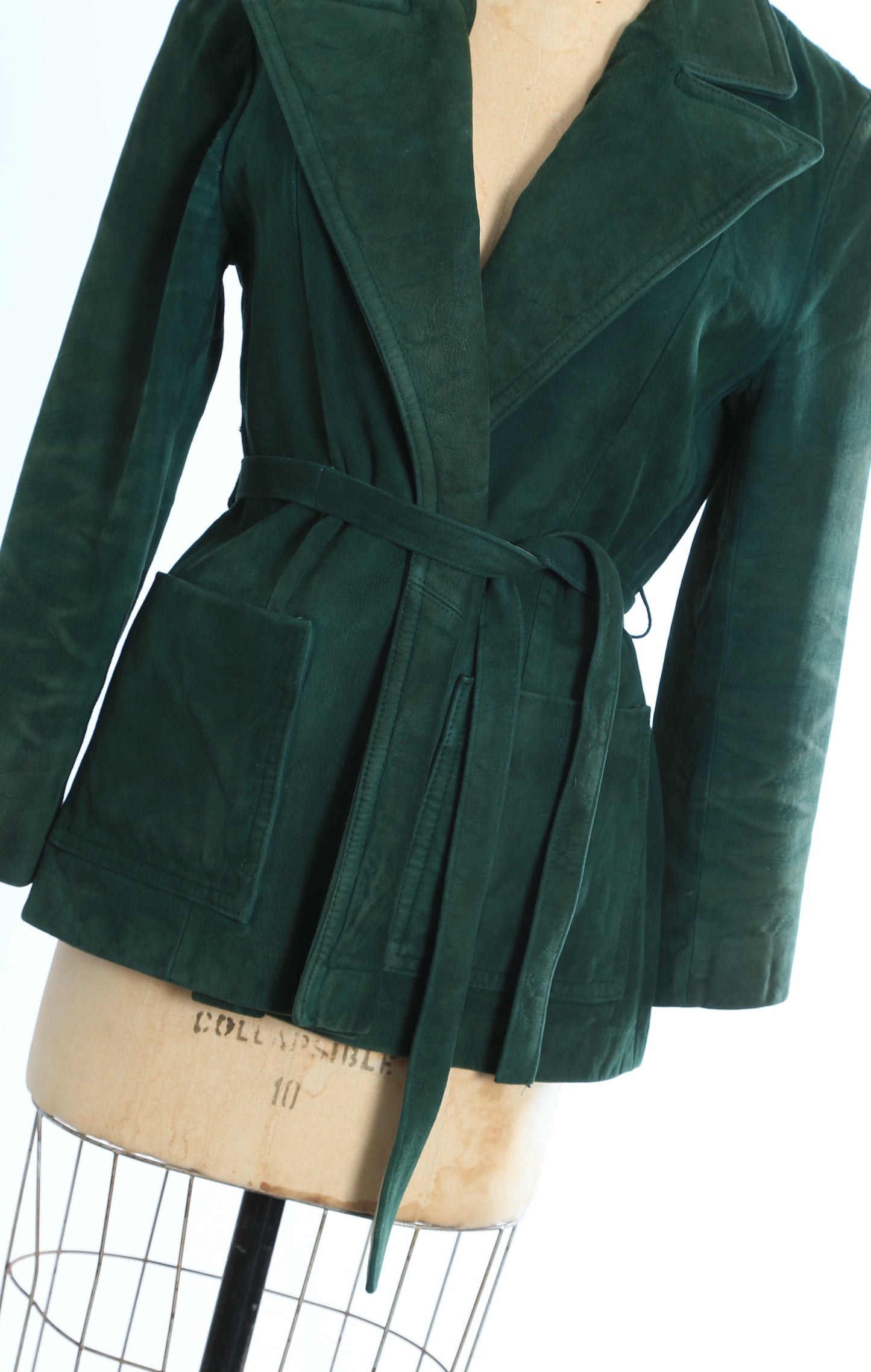 Vintage 60s 70s Forrest suede leather belted coat
