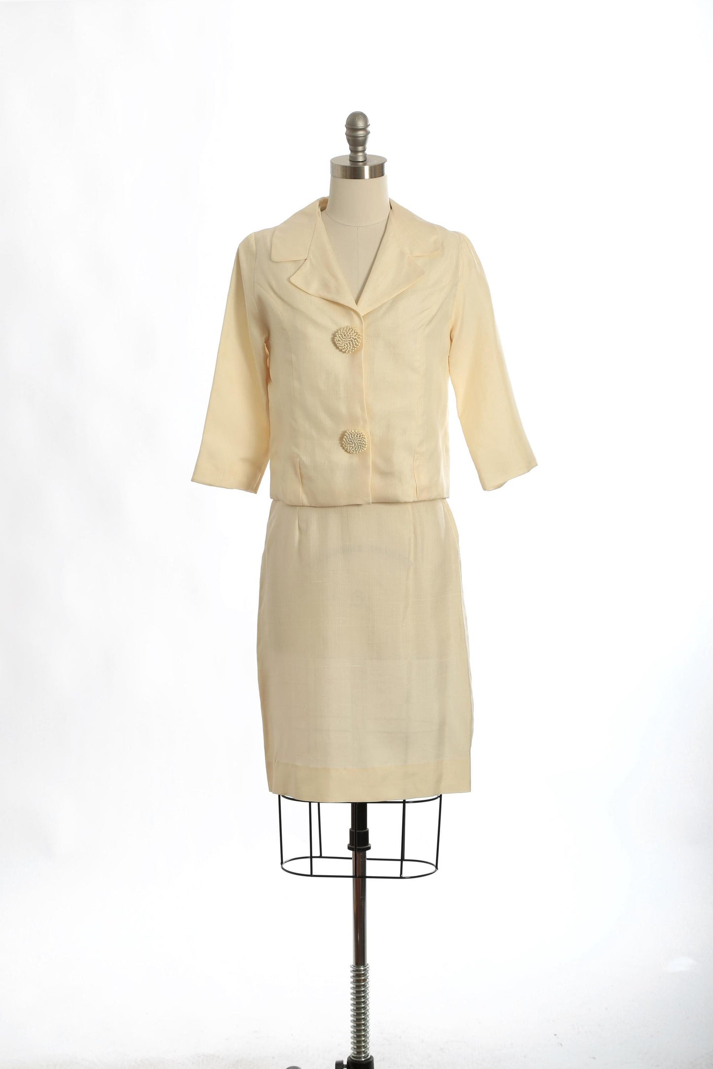 Vintage 60s Carol Brent ivory silk suit | 1960s 2pc dress suit jacket