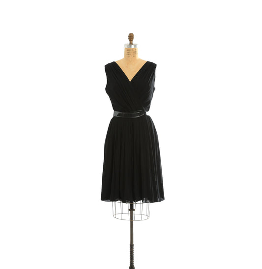 Vintage 50s black silk chiffon dress