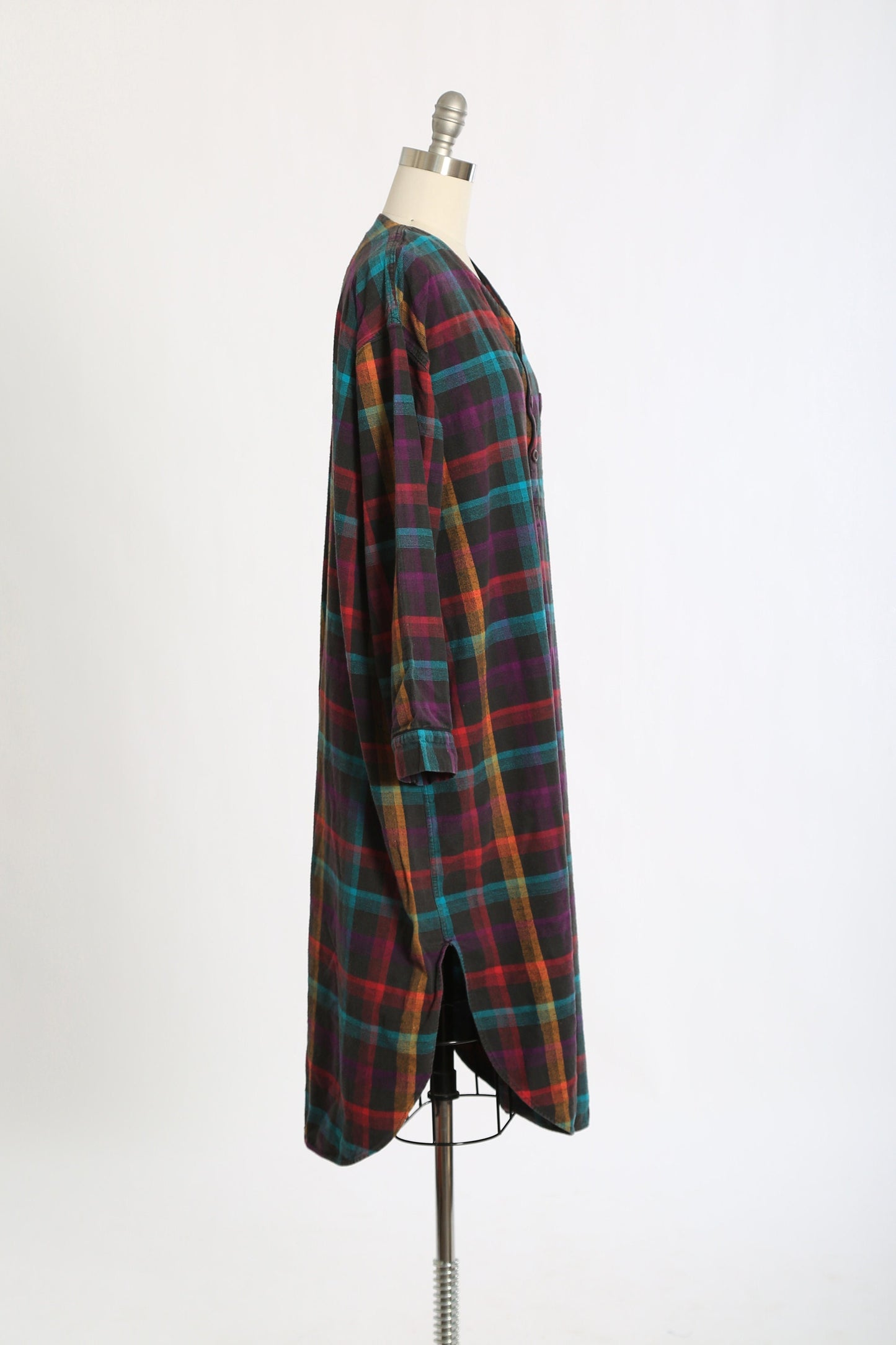 Vintage 90s cotton plaid flannel pajamas night dress