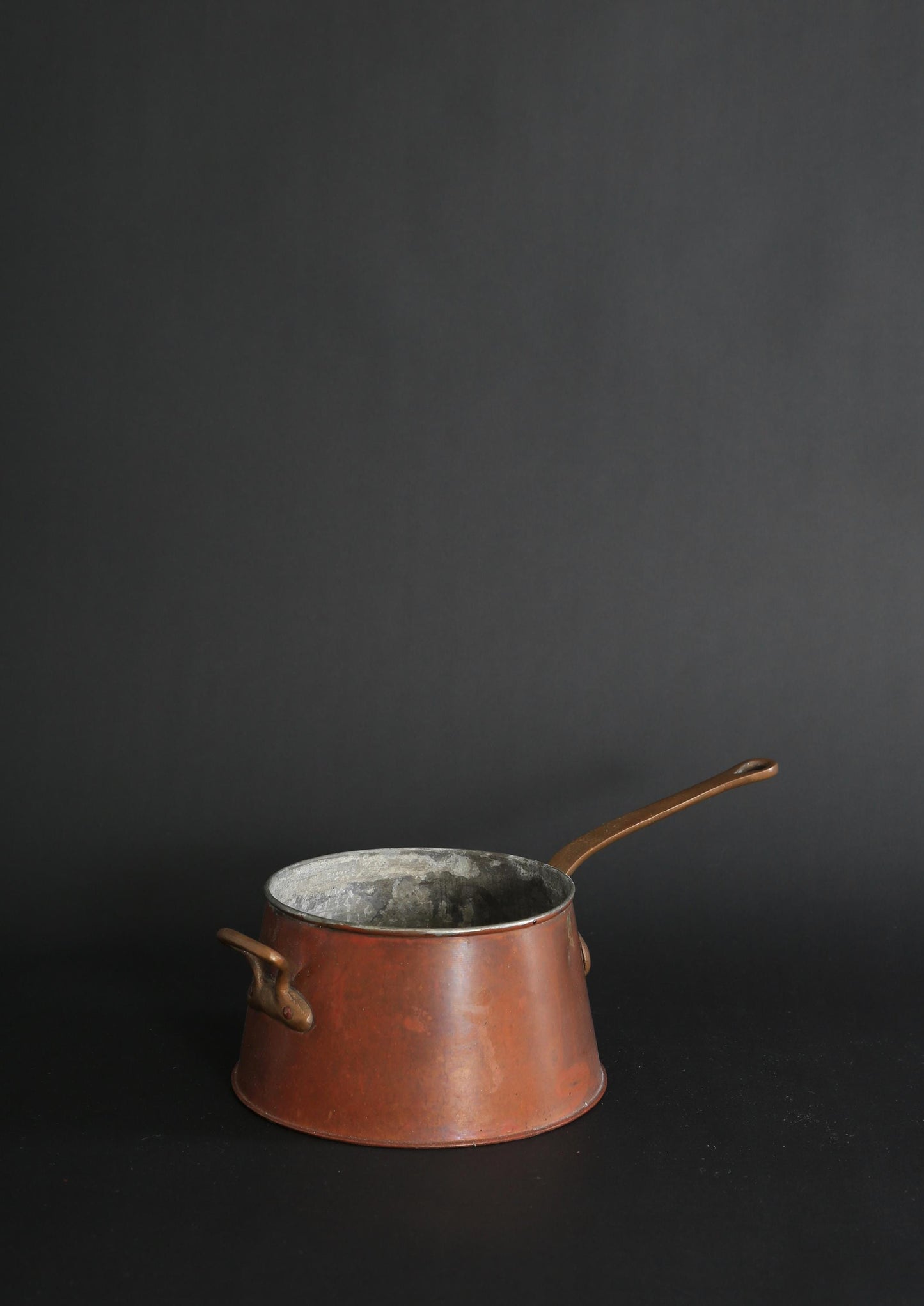 Antique Vintage 19th century solid copper sauce pan