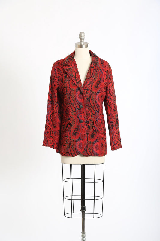 60s Alex Colman blazer | Vintage 60s red woven Paisley blazer