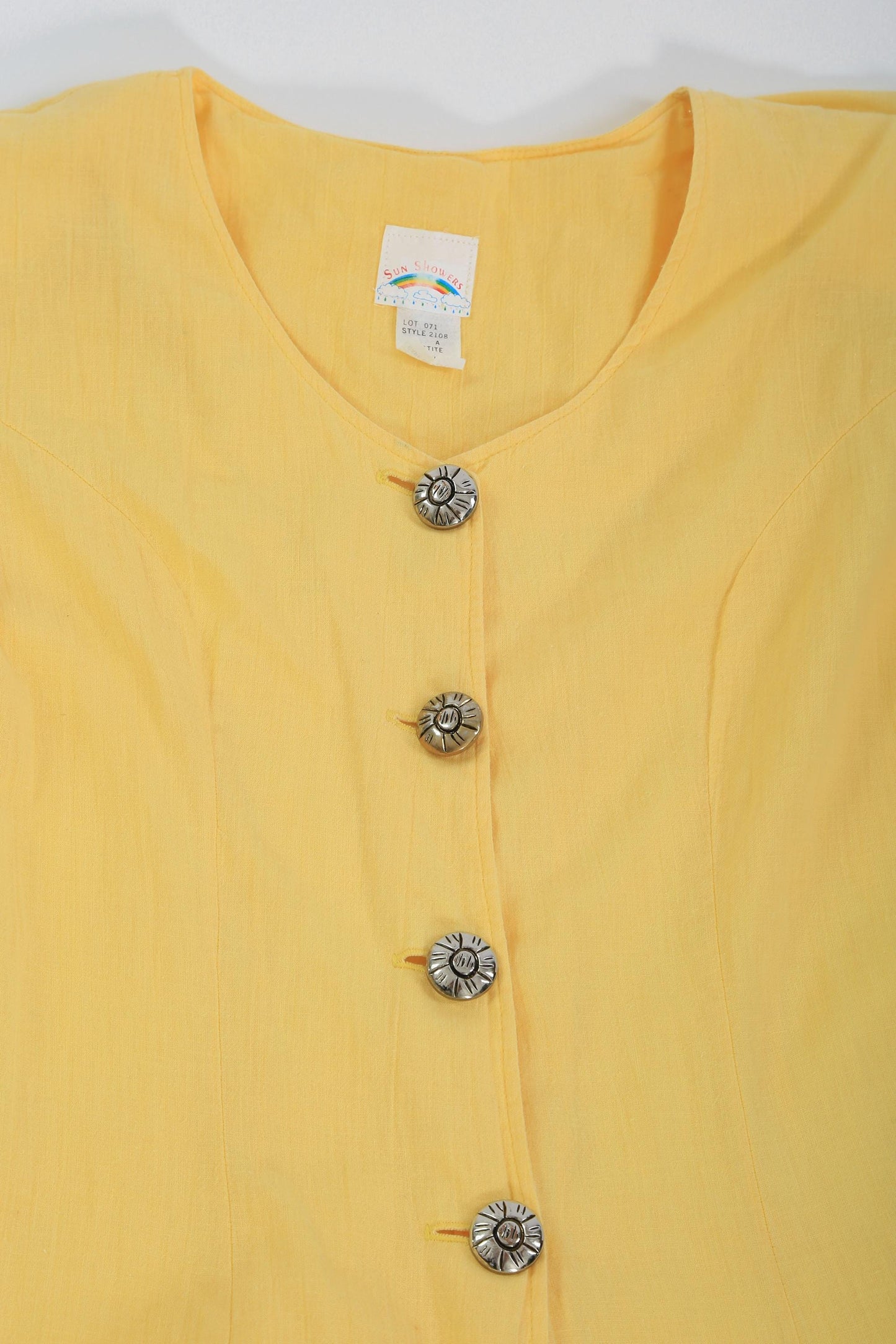 Vintage 1980s yellow cotton gauze wide leg jumpsuit