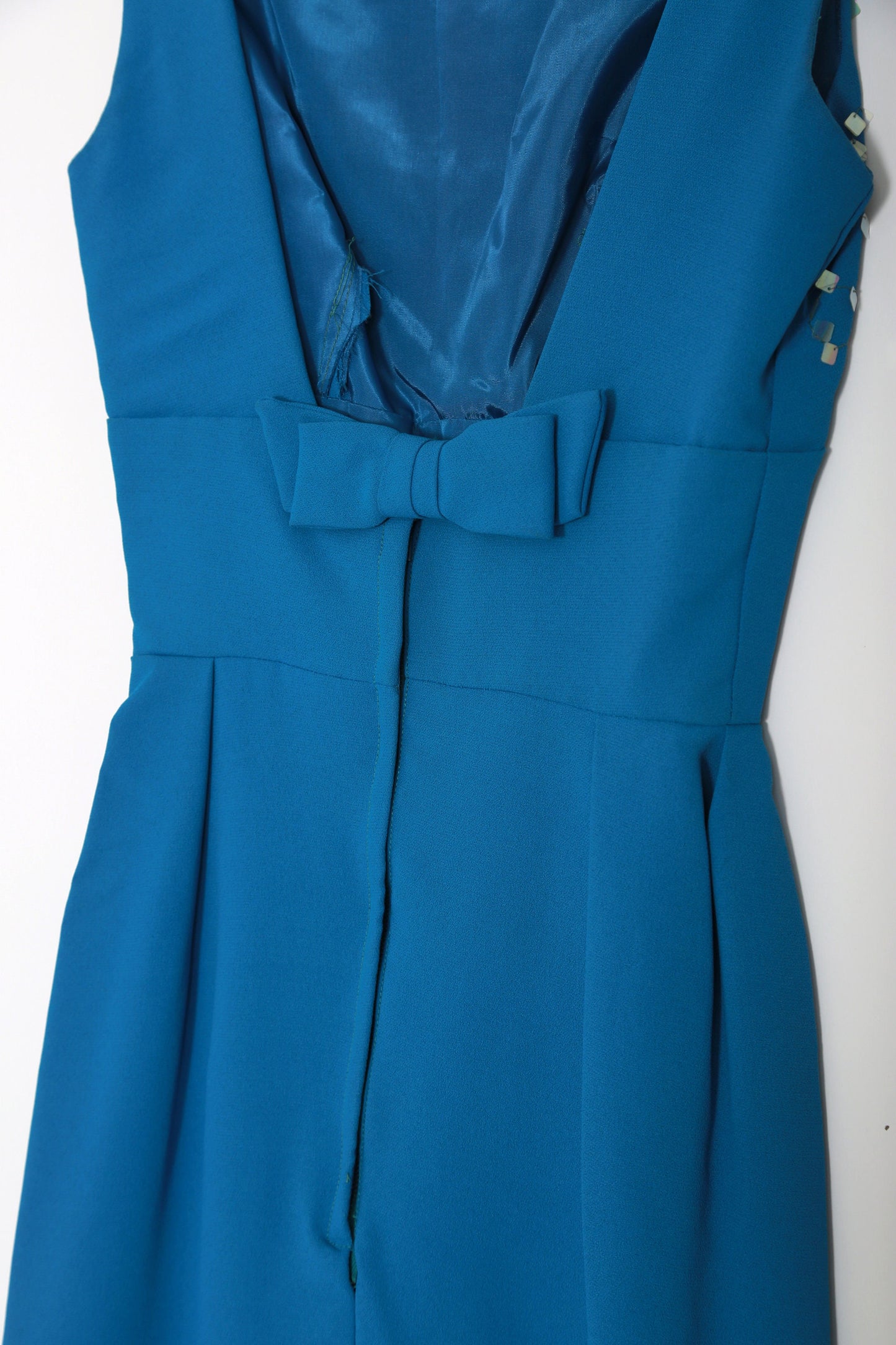 Vintage 60s blue iridescent sequin maxi dress