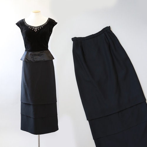 60s Lorrie Deb pencil skirt skirt | Vintage 1960s high waist tiered maxi skirt