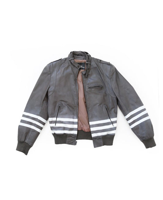 Vintage Wilsons leather striped bomber Jacket | Custom painted vintage jacket