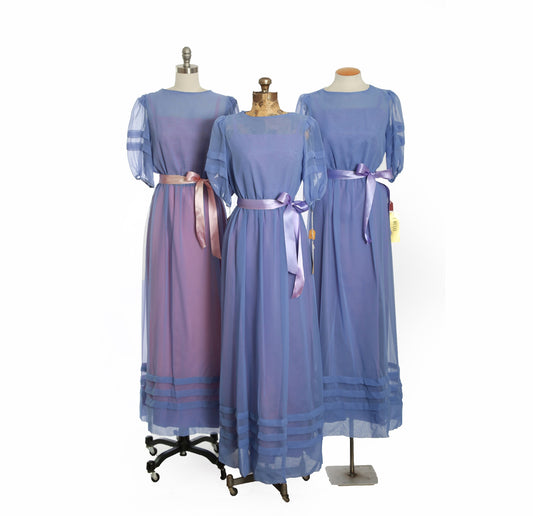 Vintage 70s chiffon maxi dress | 1970s deadstock purple bridesmaid dress