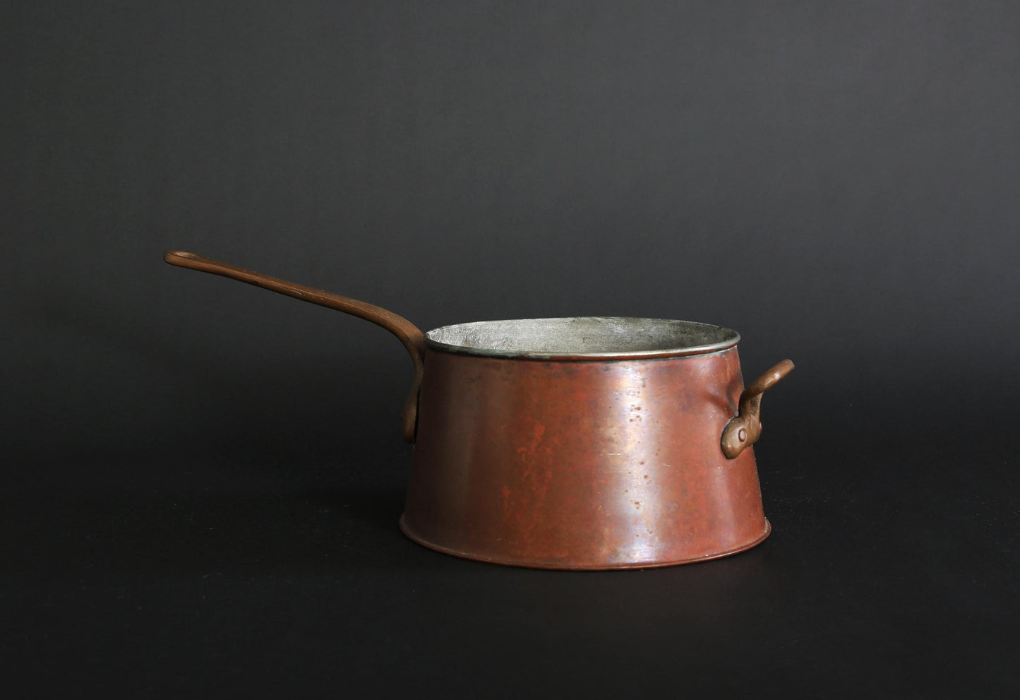 Antique Vintage 19th century solid copper sauce pan