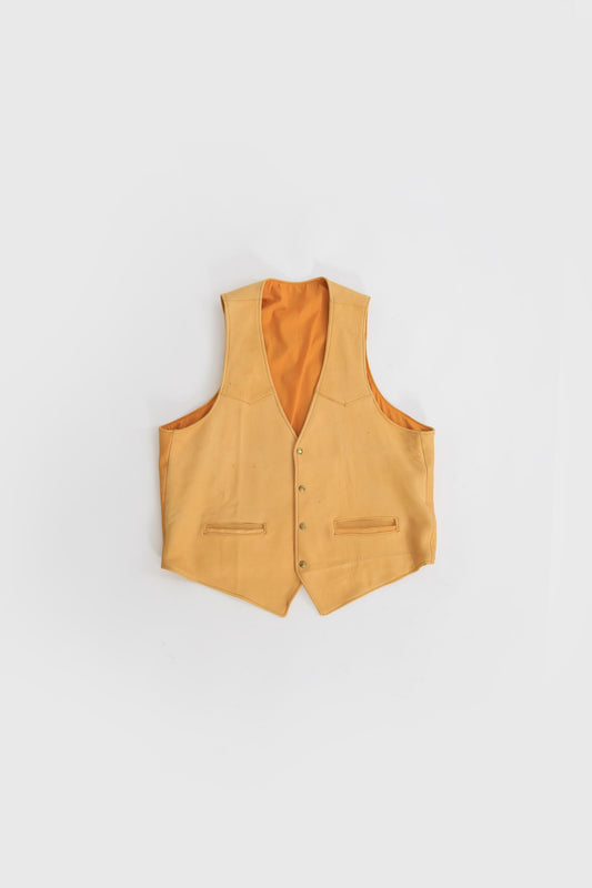 Vintage 70s Buckskin brown leather vest