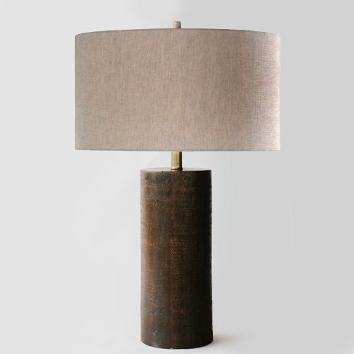 PALECEK cylinder wood lamp | vintage Palecek Mid century modern lamp