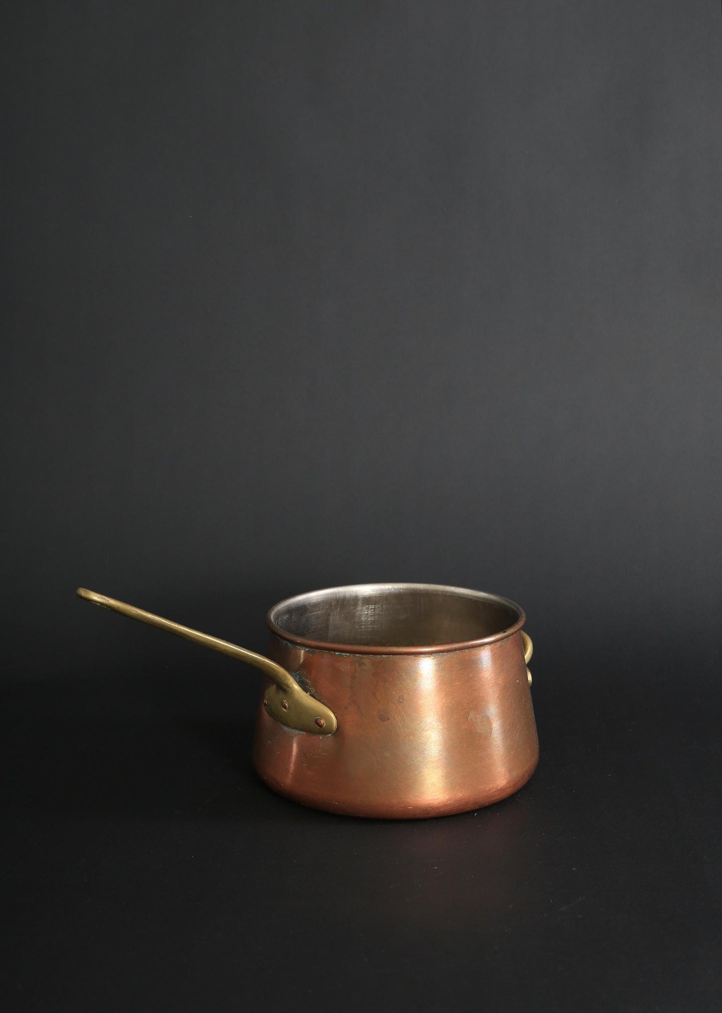 Antique Vintage solid copper sauce pan