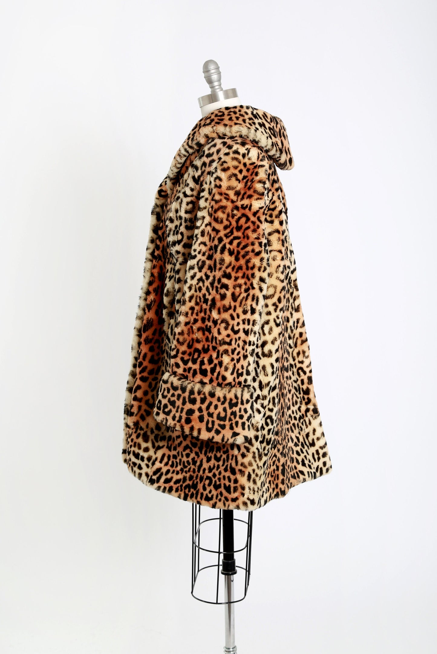 50s leopard print fur coat | Vintage 1950s sheepskin shearling fur Leopard print stroller