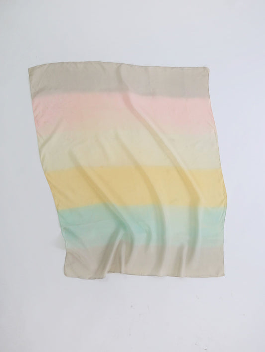 Vintage 60s rainbow ombre hand rolled silk scarf