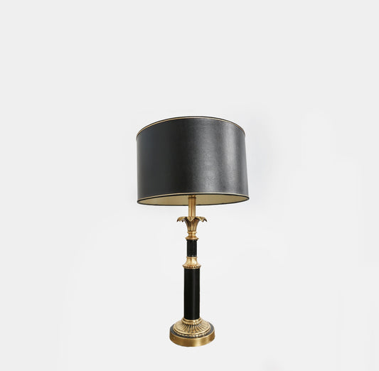Vintage black + gold brass neoclassical French style table lamp