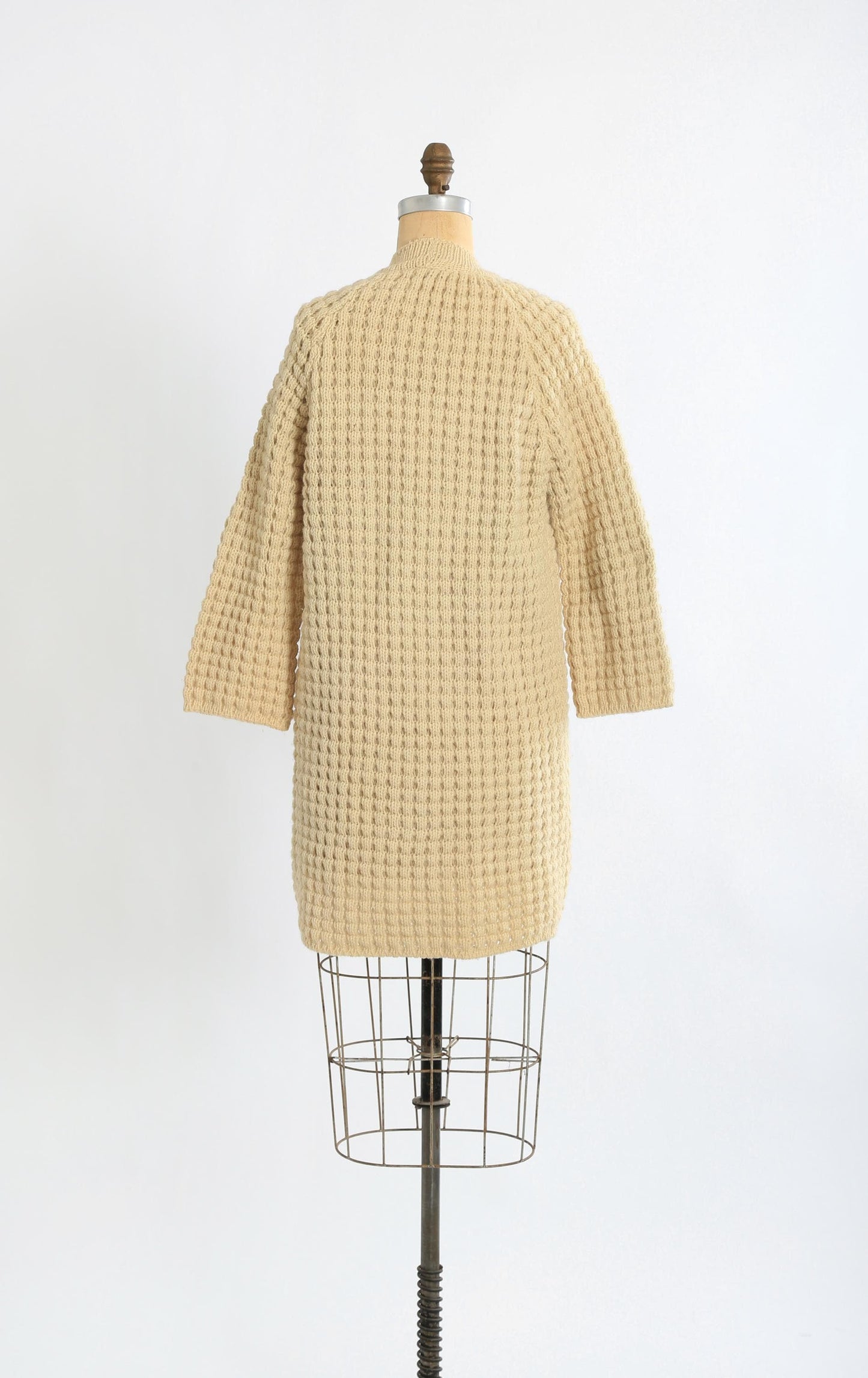 Vintage 60s Irish wool knit sweater | 1960s Hand knit long duster