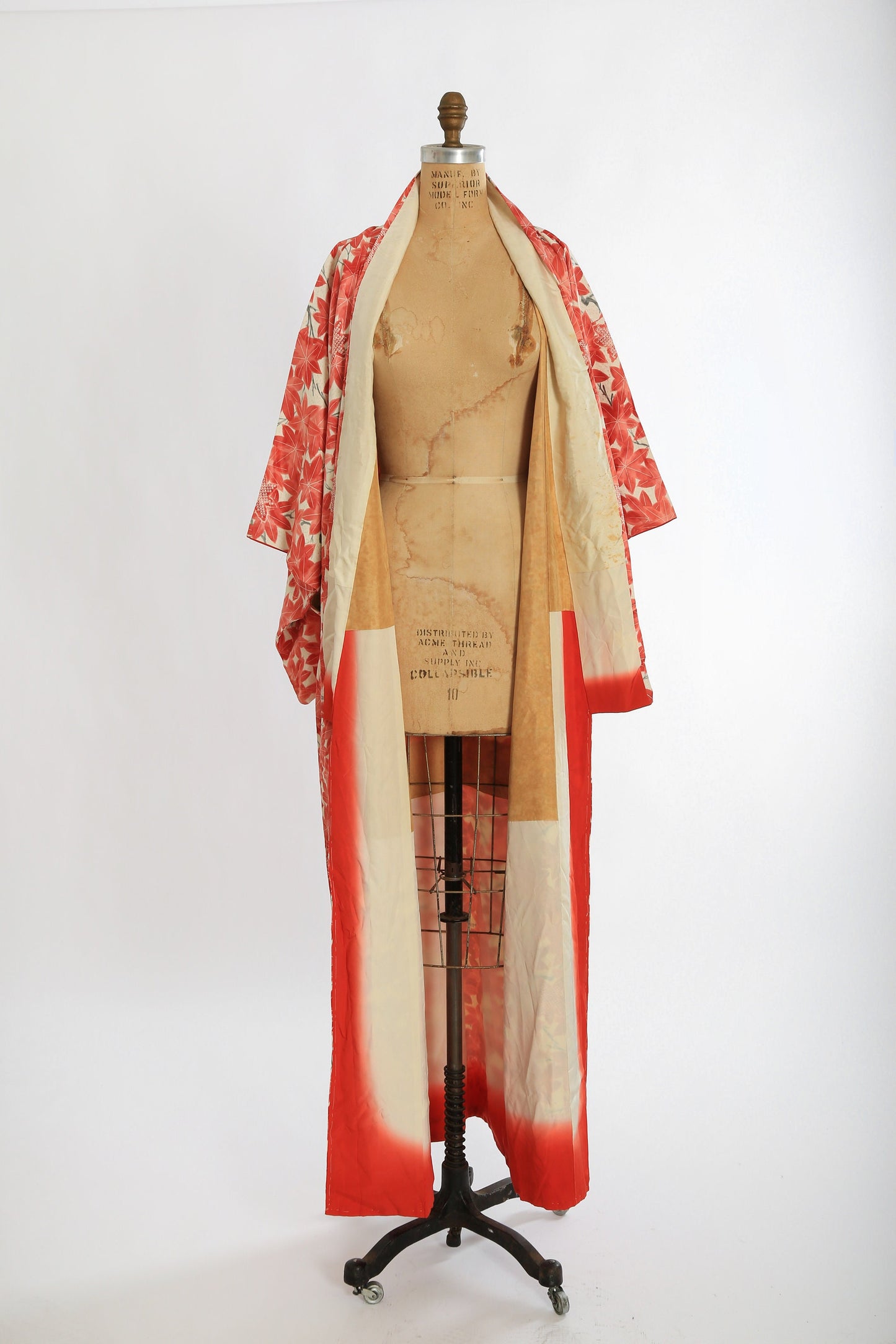 Antique Vintage 20s 30s pink silk floral leaf Japanese KIMONO | 1920s wedding floral kimono