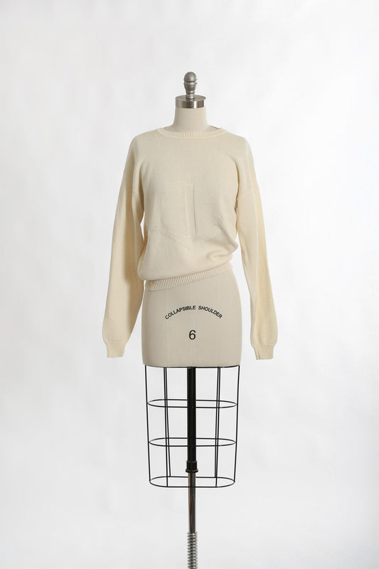 80s Nautical white knit sweater