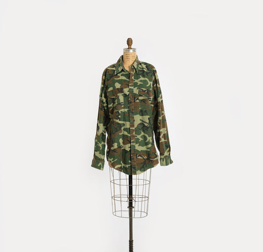 Vintage 70s Cove Creek Camo cotton long sleeve flannel shirt