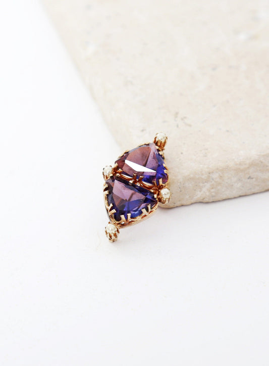 Amethyst gold brooch | Antique vintage Edwardian large Amethyst 9k gold seed pearl brooch