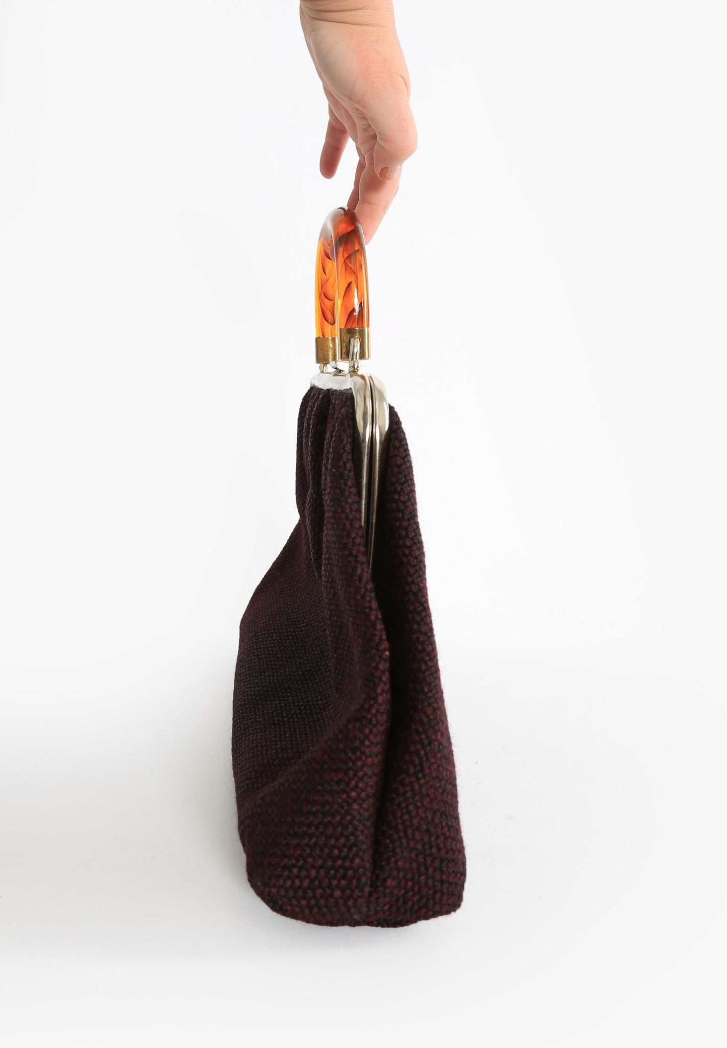 Vintage 60s J.R. black woven tweed purse