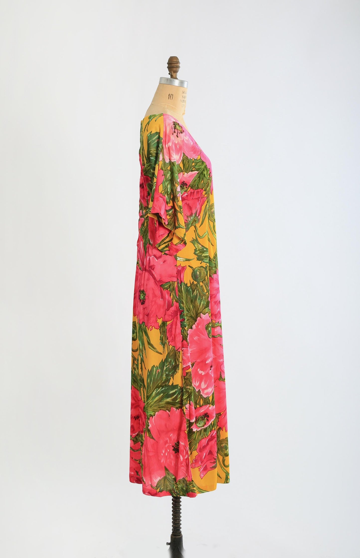 Vintage 60s neon floral Psychedelic nylon maxi dress