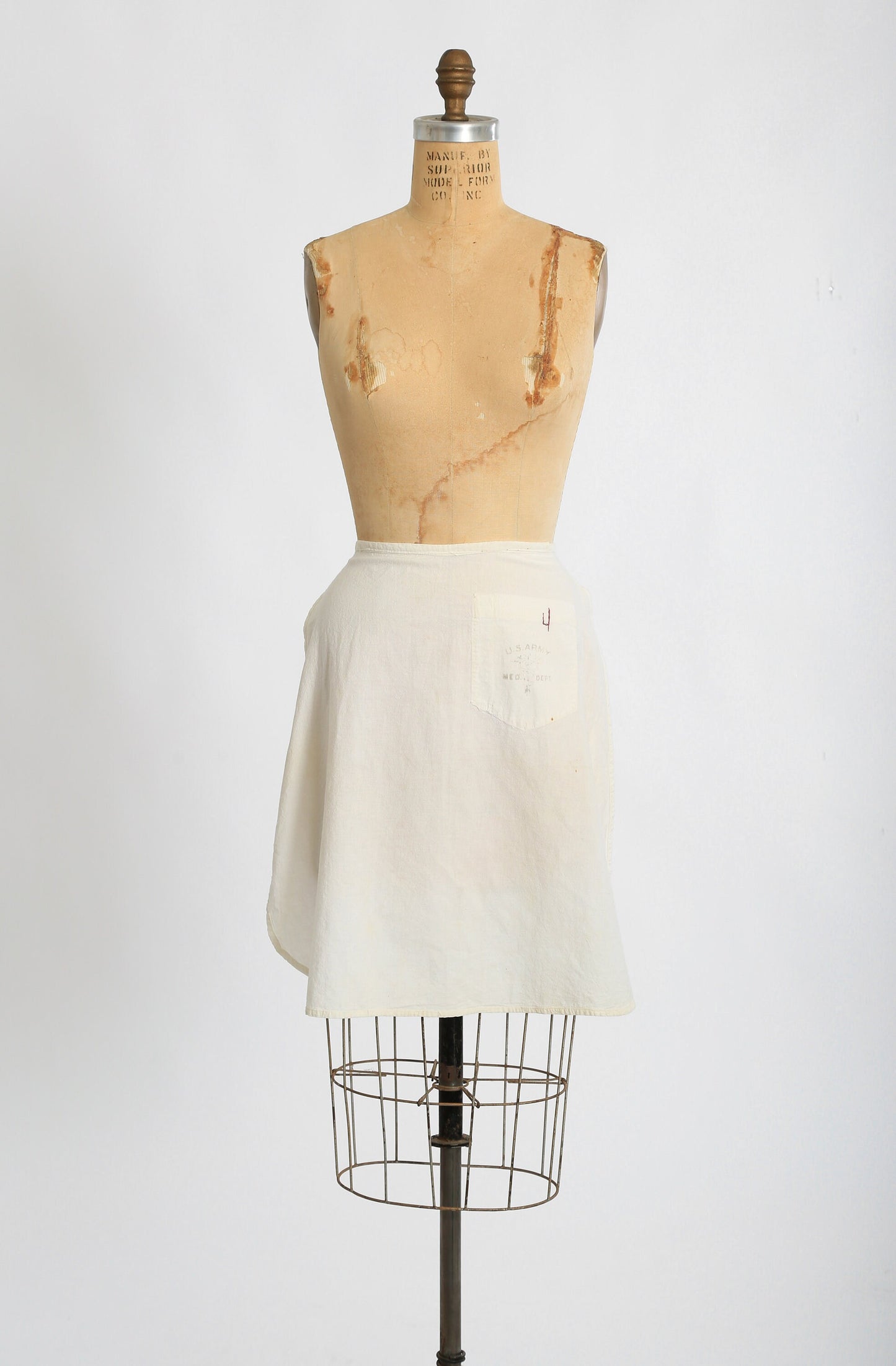 Vintage 1940s WWII U.S. Army Medical dept. cotton half apron