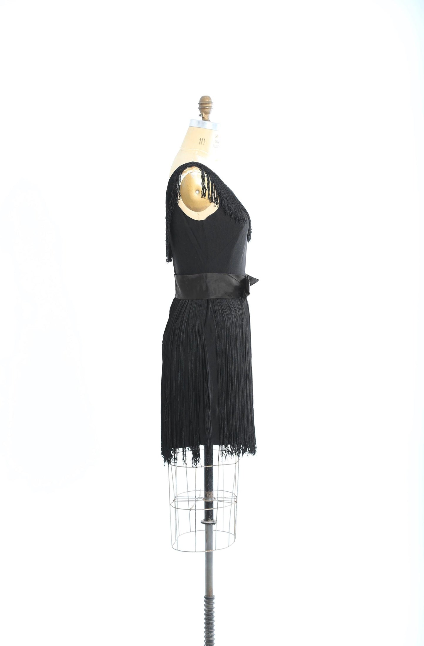Vintage 60s Black BOW fringe mini dress